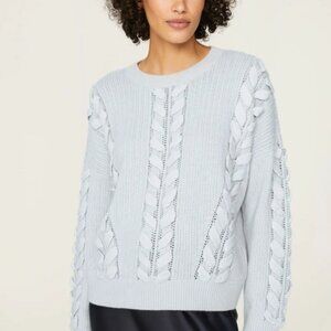 Club Monaco Woven Detail Sweater Blue Knit XS EUC Cute!